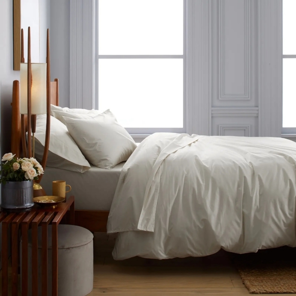 Quince 100% Organic Cotton Percale Sand Duvet & Shams! Queen (570) - Picture 4 of 14